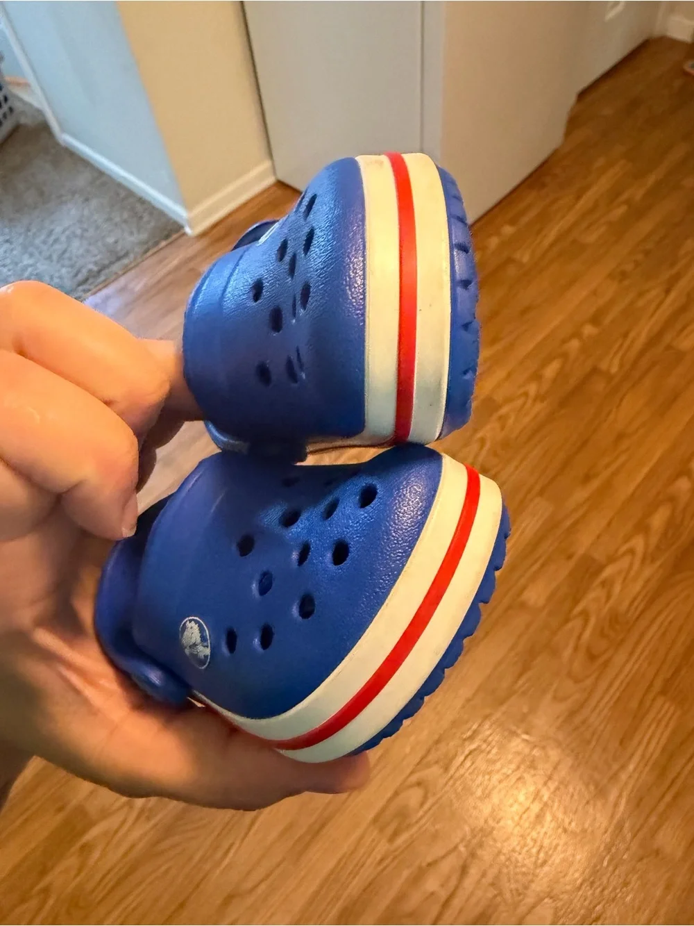 CROCS Kids Clog in Bright Blue with Pink Trim